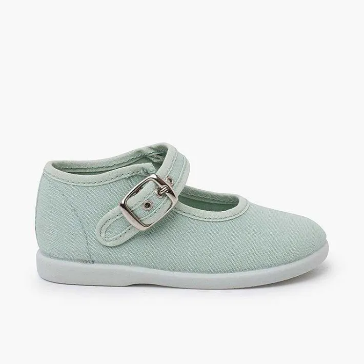 Pisamonas Mary Janes>Girls Buckle Up Canvas Mary Janes