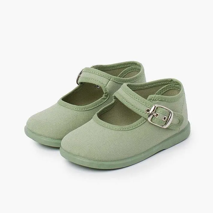 Pisamonas Mary Janes>Girls Buckle Up Canvas Mary Janes
