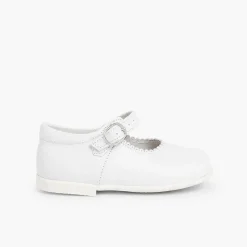Pisamonas Mary Janes>Girls Buckle Up Leather Mary Janes