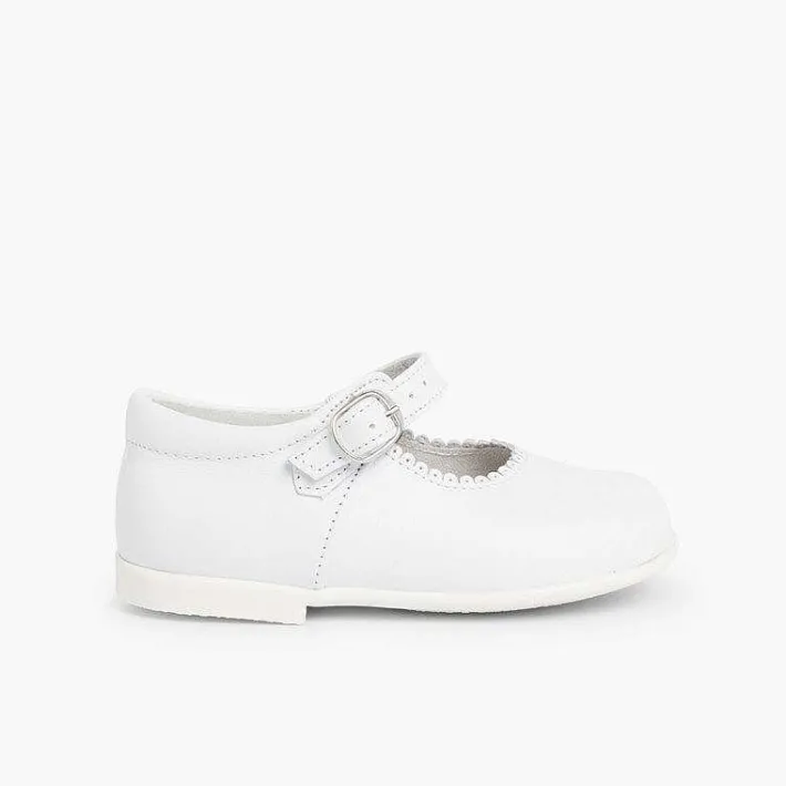 Pisamonas Mary Janes>Girls Buckle Up Leather Mary Janes