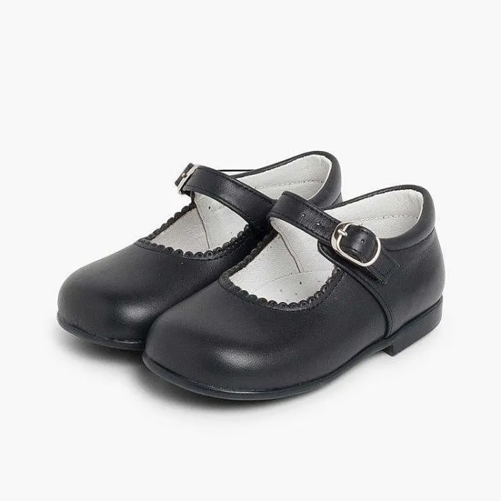 Pisamonas Mary Janes>Girls Buckle Up Leather Mary Janes