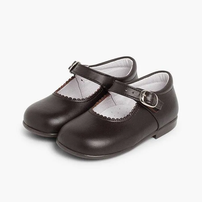 Pisamonas Mary Janes>Girls Buckle Up Leather Mary Janes