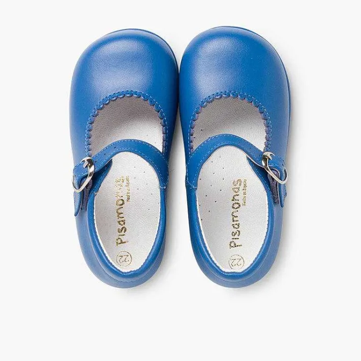 Pisamonas Mary Janes>Girls Buckle Up Leather Mary Janes