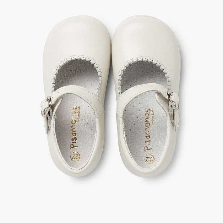 Pisamonas Mary Janes>Girls Buckle Up Leather Mary Janes