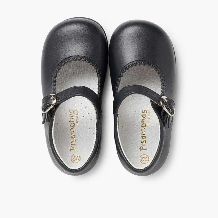 Pisamonas Mary Janes>Girls Buckle Up Leather Mary Janes