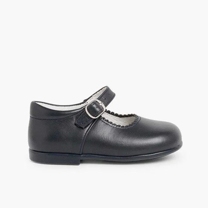 Pisamonas Mary Janes>Girls Buckle Up Leather Mary Janes
