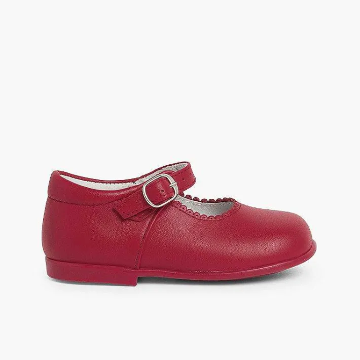 Pisamonas Mary Janes>Girls Buckle Up Leather Mary Janes