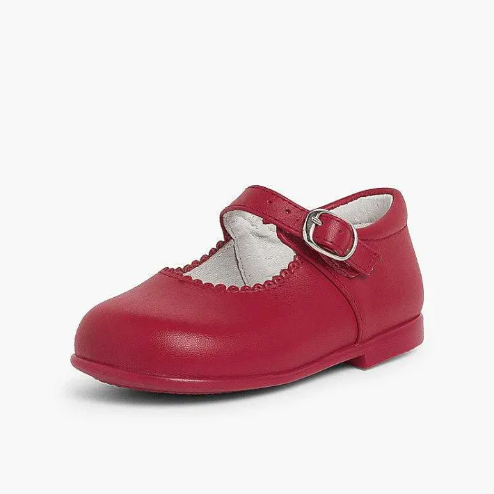 Pisamonas Mary Janes>Girls Buckle Up Leather Mary Janes