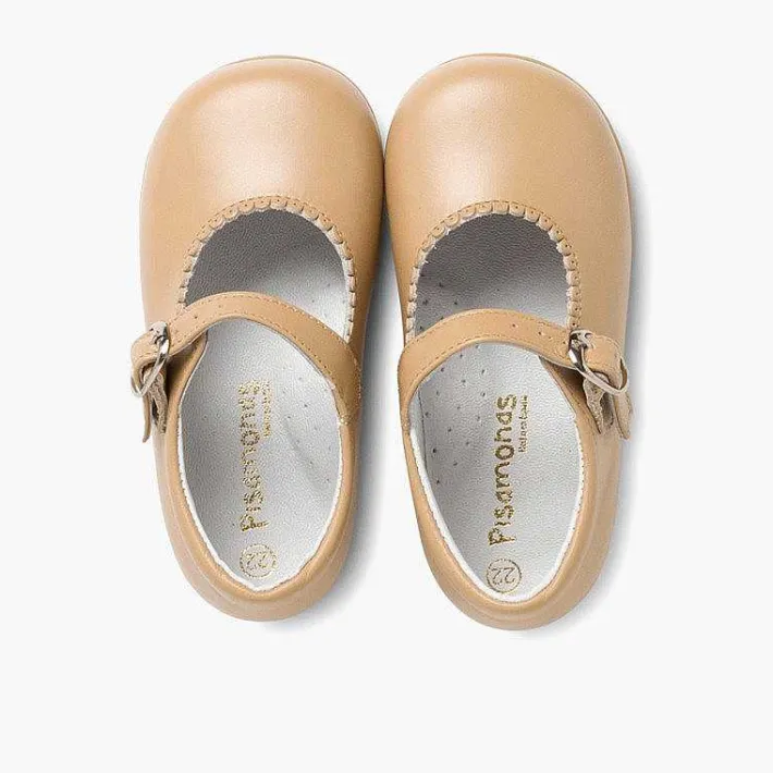 Pisamonas Mary Janes>Girls Buckle Up Leather Mary Janes