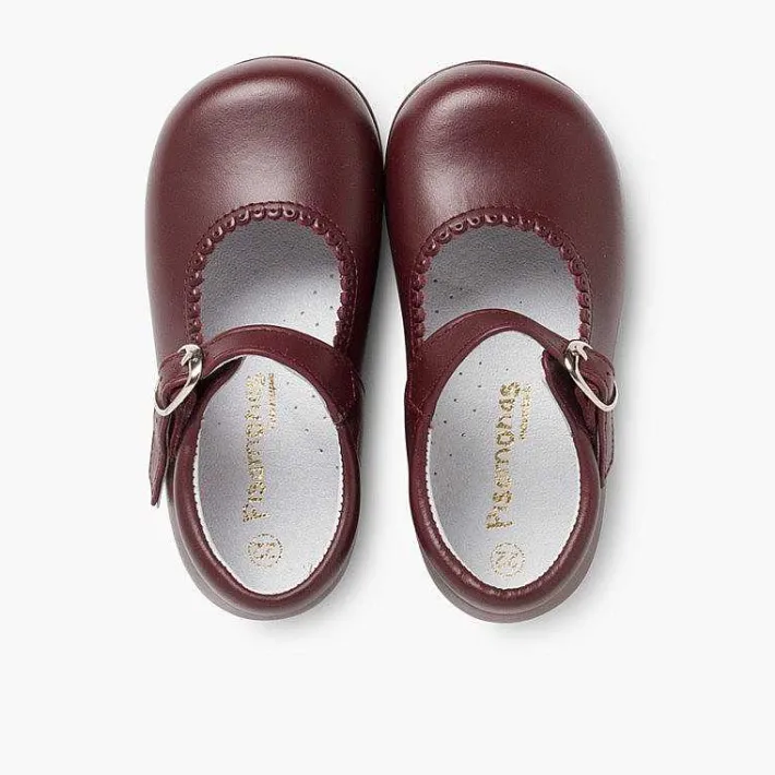 Pisamonas Mary Janes>Girls Buckle Up Leather Mary Janes