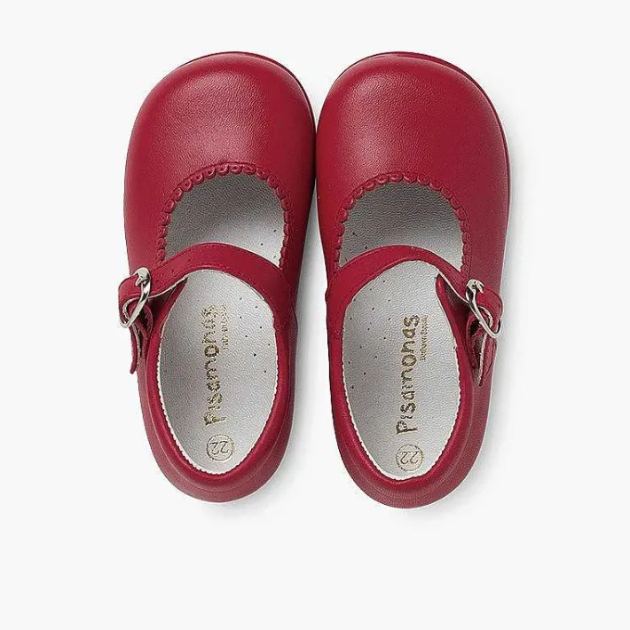 Pisamonas Mary Janes>Girls Buckle Up Leather Mary Janes