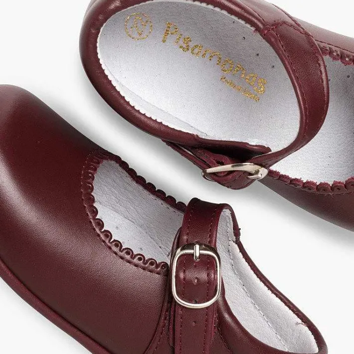 Pisamonas Mary Janes>Girls Buckle Up Leather Mary Janes
