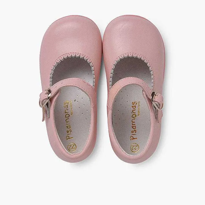 Pisamonas Mary Janes>Girls Buckle Up Leather Mary Janes