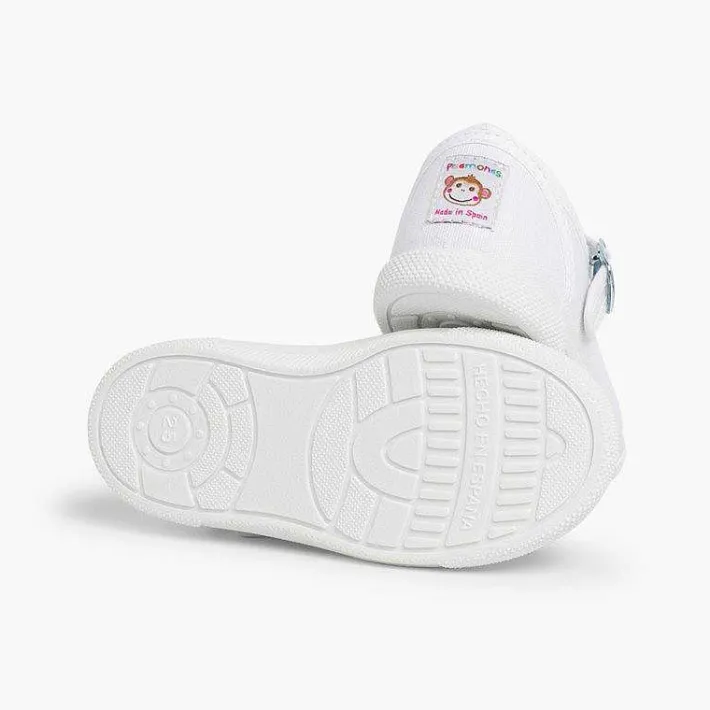 Pisamonas Mary Janes>Girls Buckle Up Rubber Toe Cap Canvas Mary Janes