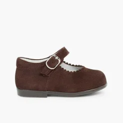 Pisamonas Mary Janes>Girls Buckle Up Suede Mary Janes
