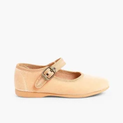 Pisamonas Mary Janes>Girls Buckle Up Velvet Mary Janes