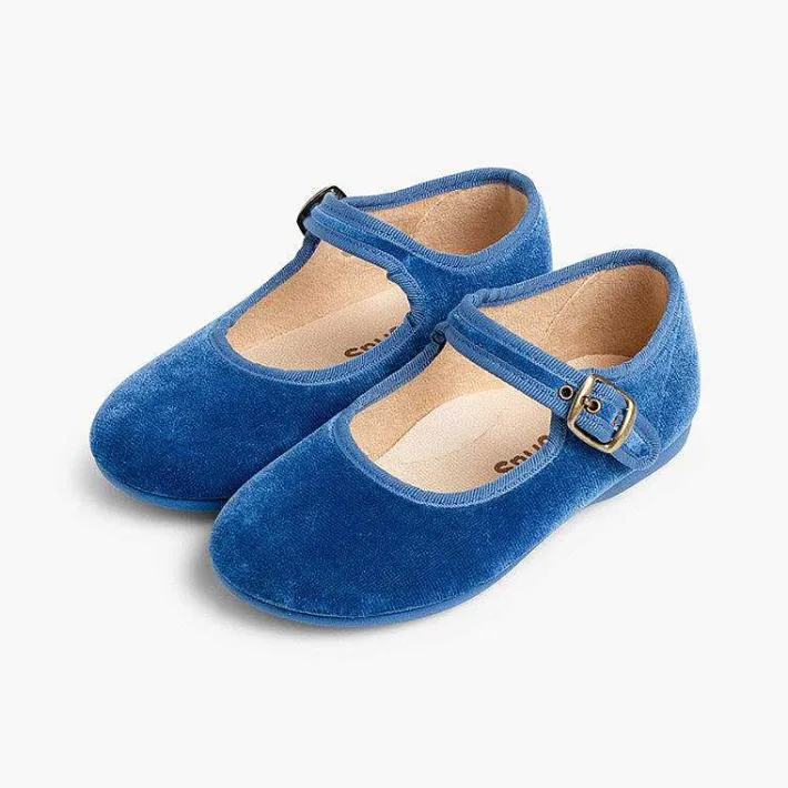 Pisamonas Mary Janes>Girls Buckle Up Velvet Mary Janes