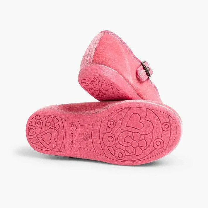 Pisamonas Mary Janes>Girls Buckle Up Velvet Mary Janes