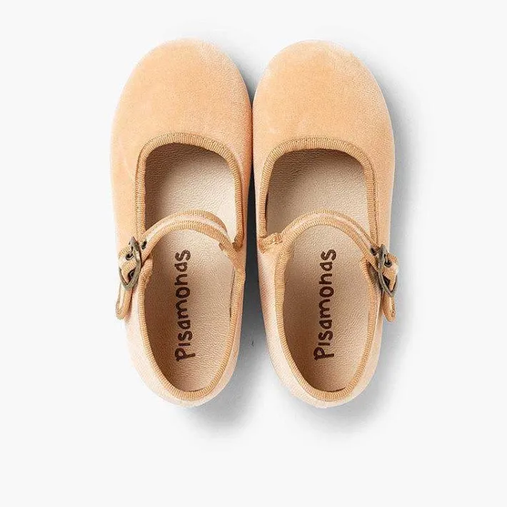 Pisamonas Mary Janes>Girls Buckle Up Velvet Mary Janes