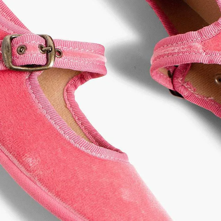 Pisamonas Mary Janes>Girls Buckle Up Velvet Mary Janes