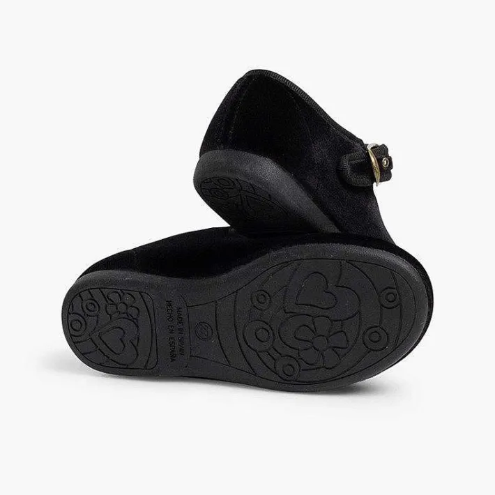 Pisamonas Mary Janes>Girls Buckle Up Velvet Mary Janes