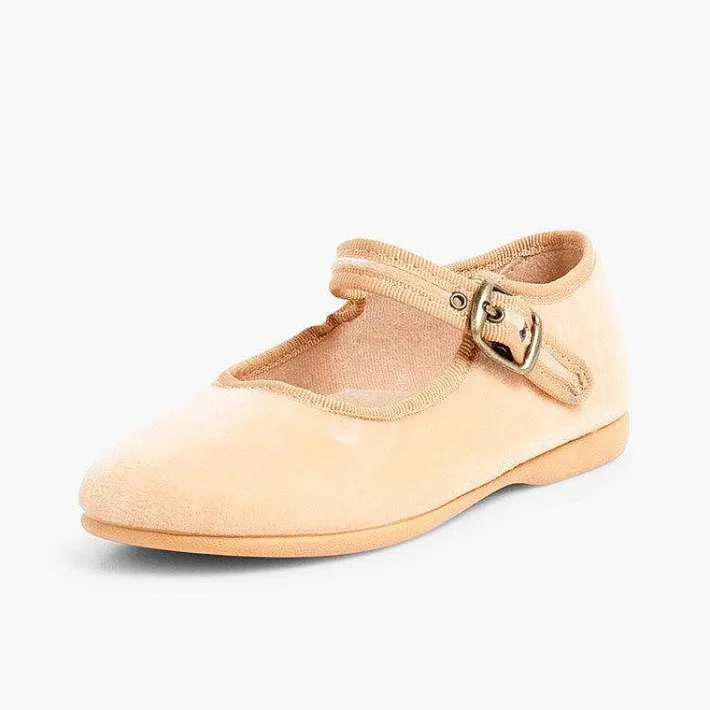 Pisamonas Mary Janes>Girls Buckle Up Velvet Mary Janes