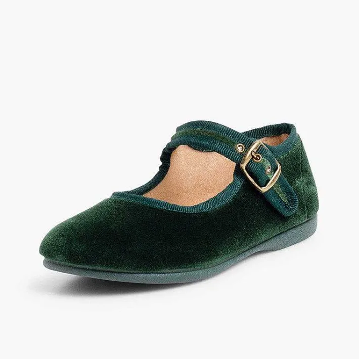 Pisamonas Mary Janes>Girls Buckle Up Velvet Mary Janes