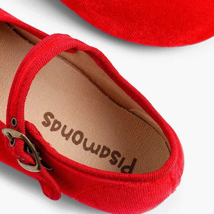 Pisamonas Mary Janes>Girls Buckle Up Velvet Mary Janes