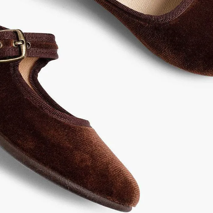 Pisamonas Mary Janes>Girls Buckle Up Velvet Mary Janes