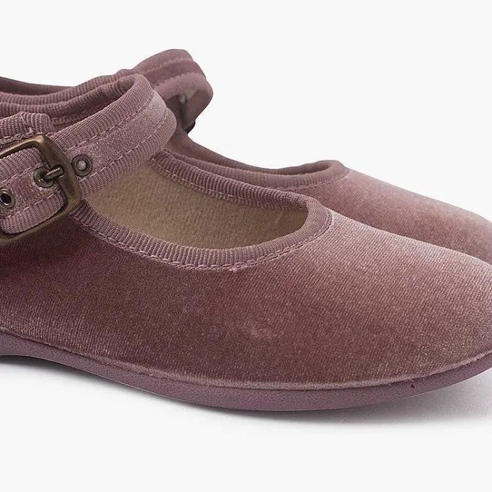 Pisamonas Mary Janes>Girls Buckle Up Velvet Mary Janes