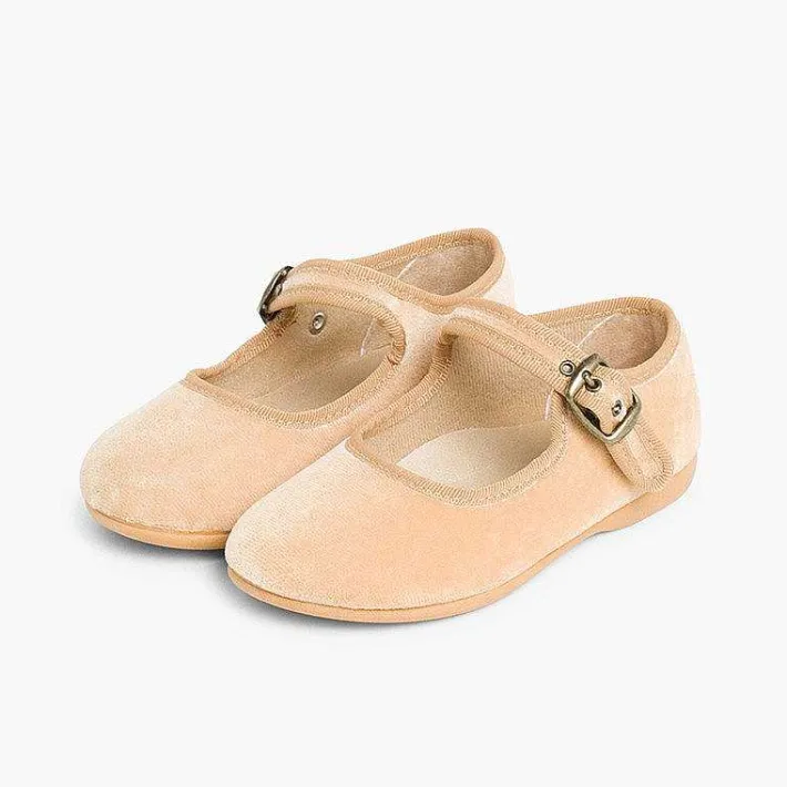 Pisamonas Mary Janes>Girls Buckle Up Velvet Mary Janes