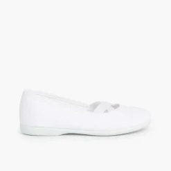 Pisamonas Communion Shoes>Girls Canvas Ballerinas Ballet Style