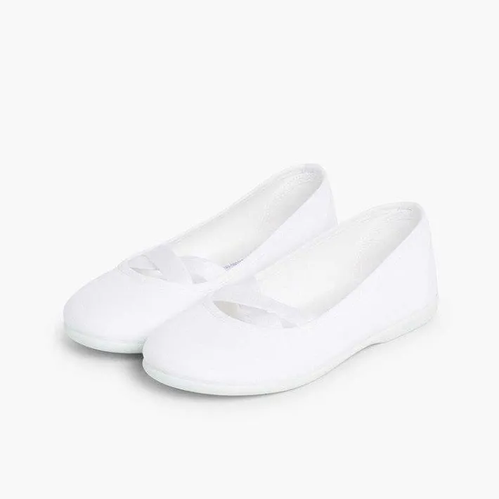 Pisamonas Communion Shoes>Girls Canvas Ballerinas Ballet Style