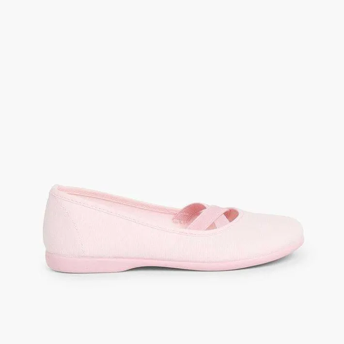 Pisamonas Communion Shoes>Girls Canvas Ballerinas Ballet Style