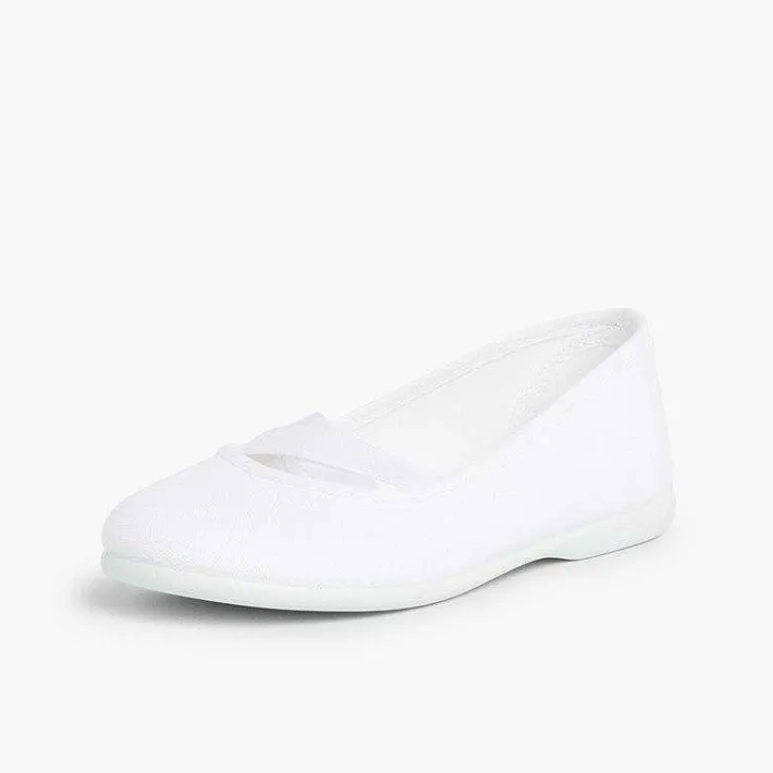Pisamonas Communion Shoes>Girls Canvas Ballerinas Ballet Style