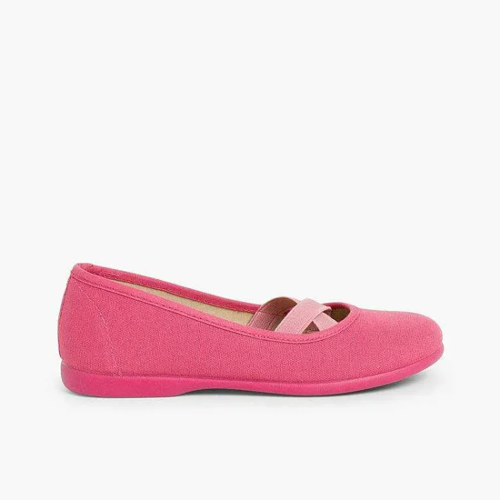 Pisamonas Communion Shoes>Girls Canvas Ballerinas Ballet Style