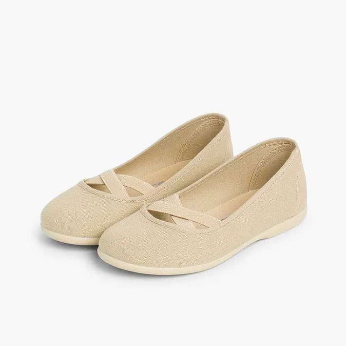Pisamonas Communion Shoes>Girls Canvas Ballerinas Ballet Style
