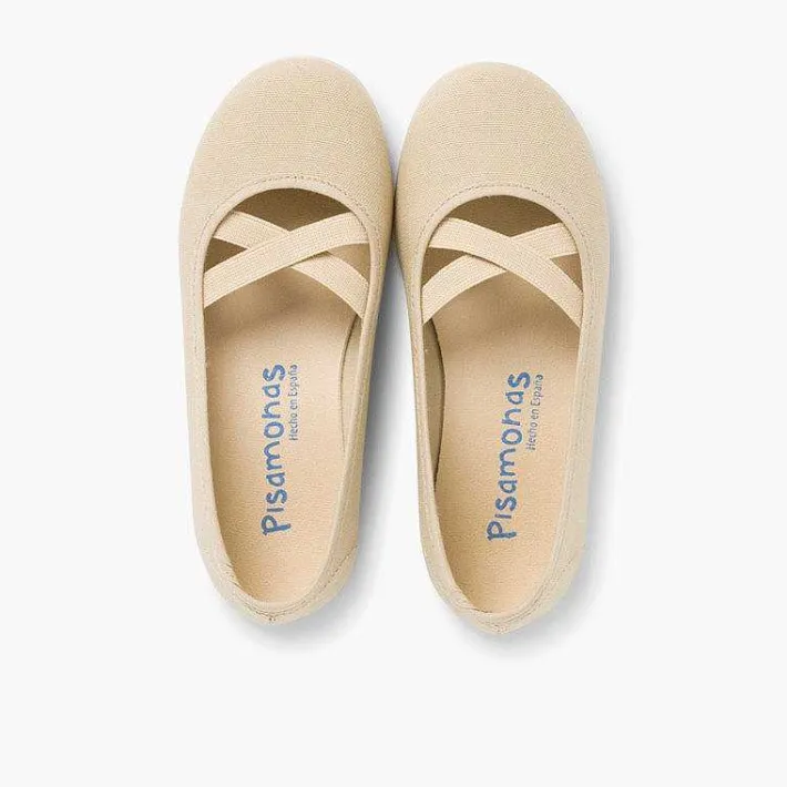 Pisamonas Communion Shoes>Girls Canvas Ballerinas Ballet Style
