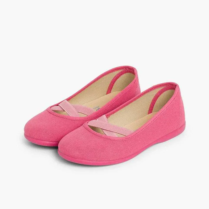 Pisamonas Communion Shoes>Girls Canvas Ballerinas Ballet Style