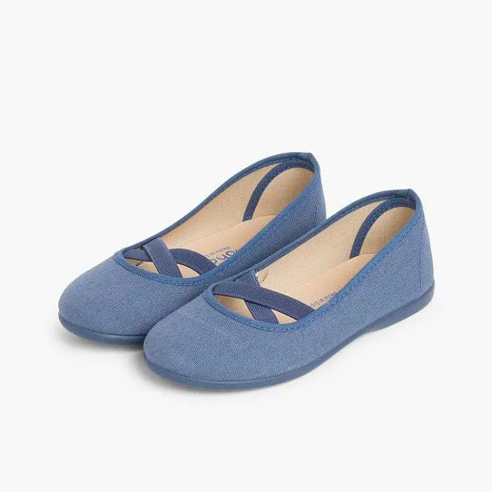 Pisamonas Communion Shoes>Girls Canvas Ballerinas Ballet Style