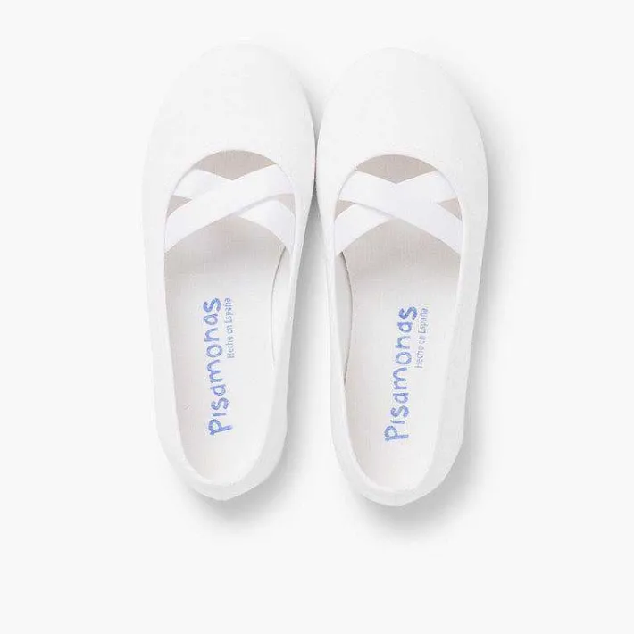 Pisamonas Communion Shoes>Girls Canvas Ballerinas Ballet Style
