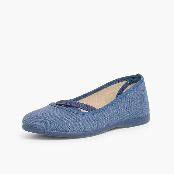 Pisamonas Communion Shoes>Girls Canvas Ballerinas Ballet Style