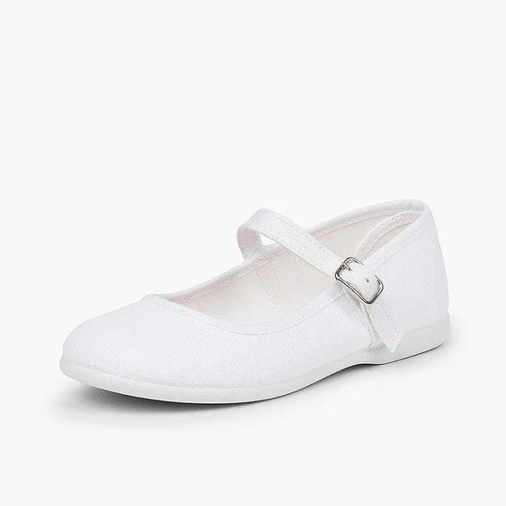 Pisamonas Mary Janes>Girls´ Canvas Mary Janes With Buckle Fastening