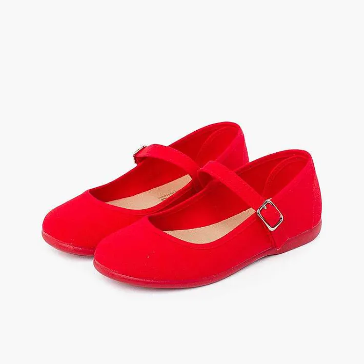 Pisamonas Mary Janes>Girls´ Canvas Mary Janes With Buckle Fastening