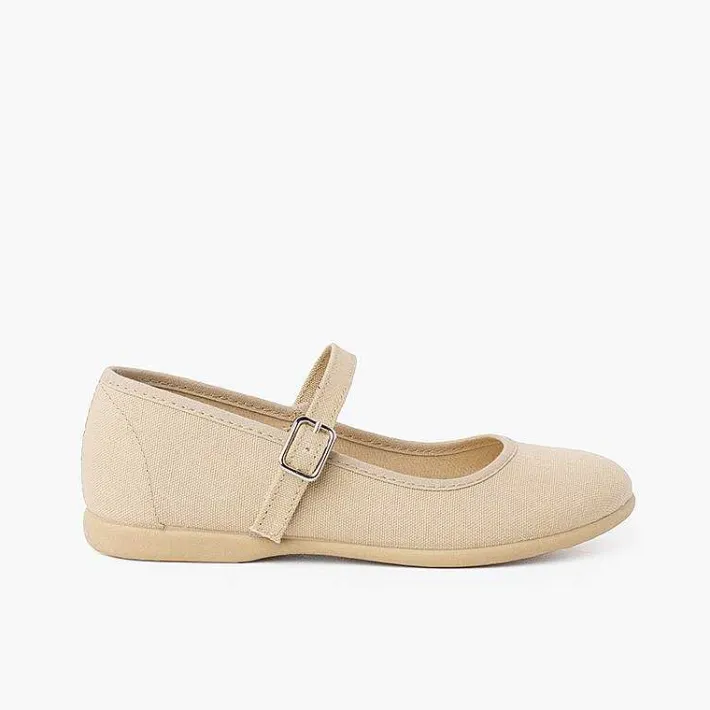 Pisamonas Mary Janes>Girls´ Canvas Mary Janes With Buckle Fastening