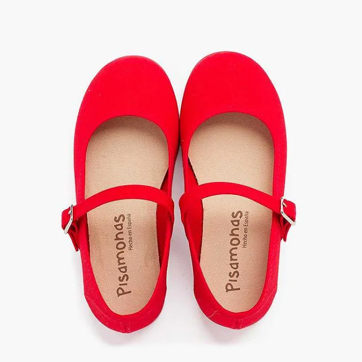 Pisamonas Mary Janes>Girls´ Canvas Mary Janes With Buckle Fastening
