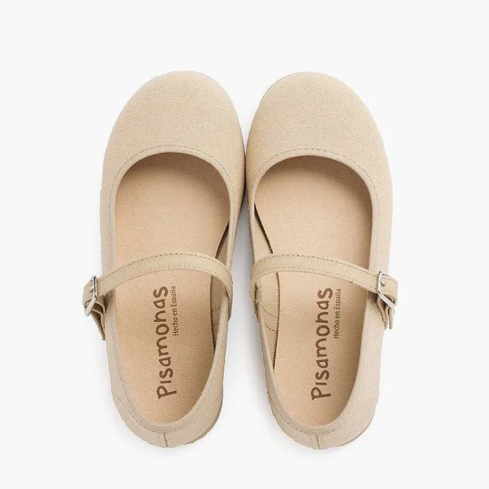 Pisamonas Mary Janes>Girls´ Canvas Mary Janes With Buckle Fastening