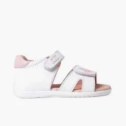 Pisamonas Sandals>Girl'S Cat And Mouse Sandals With Riptape Closure Colour White