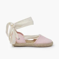 Pisamonas Espadrilles>Girls Espadrilles Ecru Ribbons