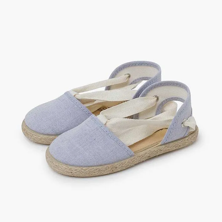 Pisamonas Espadrilles>Girls Espadrilles Ecru Ribbons